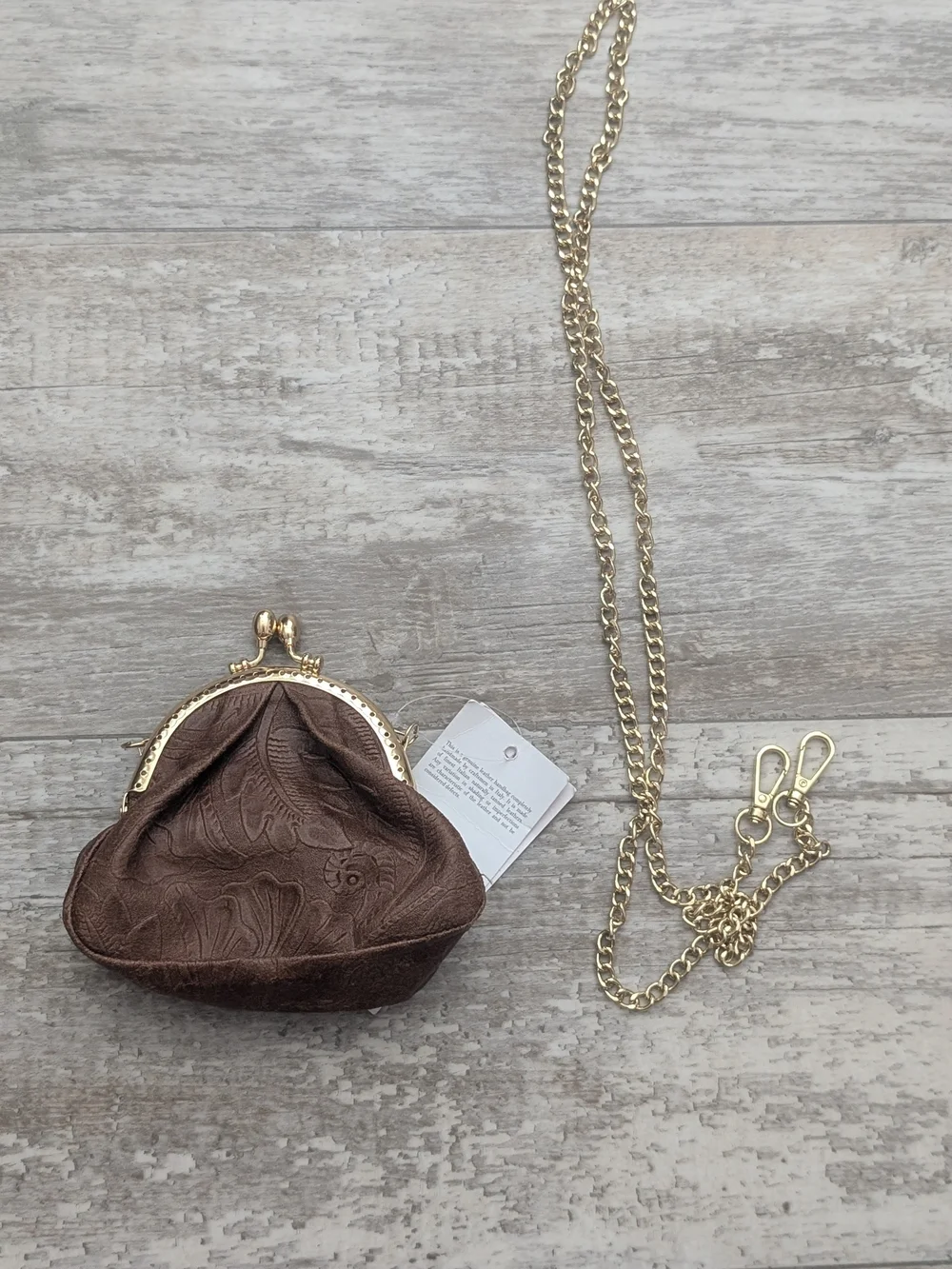 Isadora Made in Italy Brown Genuine Leather Crossbody Bag with Gold Chain